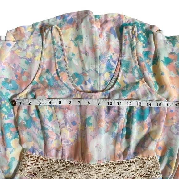 Eight Sixty Crochet Cutout Pastel Floral Sleeveless Mini Dress Women’s Medium - Picture 7 of 14
